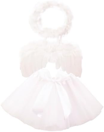 Baby Tulle Tutu Skirt Dress with Angel Wing Halo Outfit Set