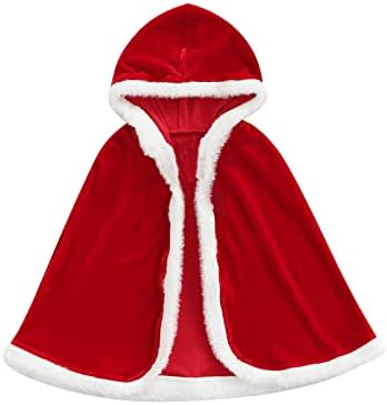 Christmas Cloak for Kids Winter Warmth Fur-trimmed Velvet-Kids Costume