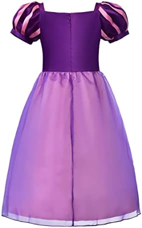 ReliBeauty Girls Dress Puff Sleeve Princess Costume 6-7 Purple with Accessories