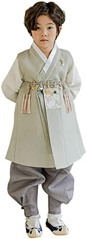 Festive Korean Striped Baby Boy Hanbok for Drops to 15