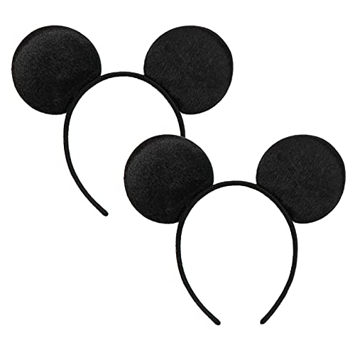 CHuangQi Mouse Ears Headband for Kids Set of 2 Solid Black