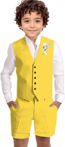 CUCUSIS Boys Linen Suits Summer 2-Piece debating set