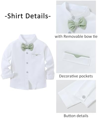 SANMIO Boys Formal Suit with Bowtie and Suspenders 5-10 Years