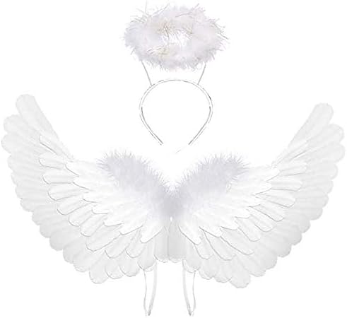 Angel Costume Wings Halo White Costume for Girls and Boys
