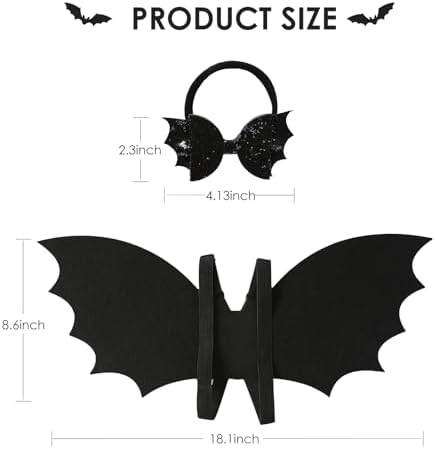 JiaDuo Halloween Bat Costume for Kids Black Wing and Bow Headband