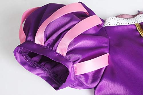 ReliBeauty Girls Dress Puff Sleeve Princess Costume 6-7 Purple with Accessories