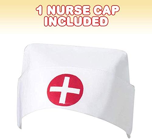 ArtCreativity Classic White Nurse Hat for Kids - Halloween Party Costume