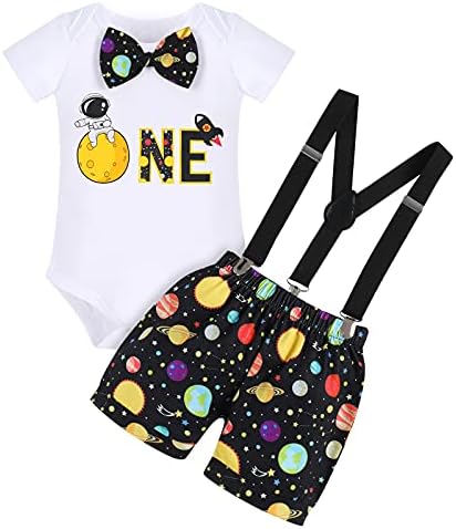 Spacesuit for Baby Boys First Birthday Party Outfit with Cake Smash