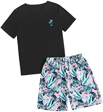 SHENHE Boys Tropical Print Short Sleeve Set