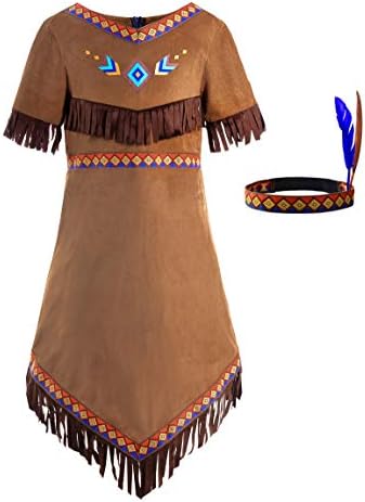 ReliBeauty Girls Native Costume 10-12 years Cohesive and Youthful Style