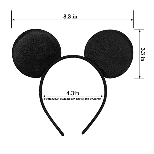 CHuangQi Mouse Ears Headband for Kids Set of 2 Solid Black