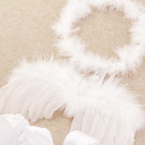 Baby Tulle Tutu Skirt Dress with Angel Wing Halo Outfit Set