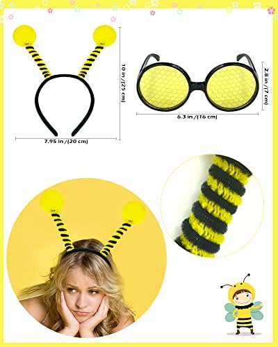 Bee costume headband glasses set for adults