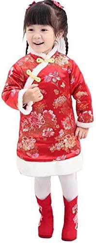 Baby Girls Dress Traditional Cheongsam Tang Quilted New Year Costume for Girls
