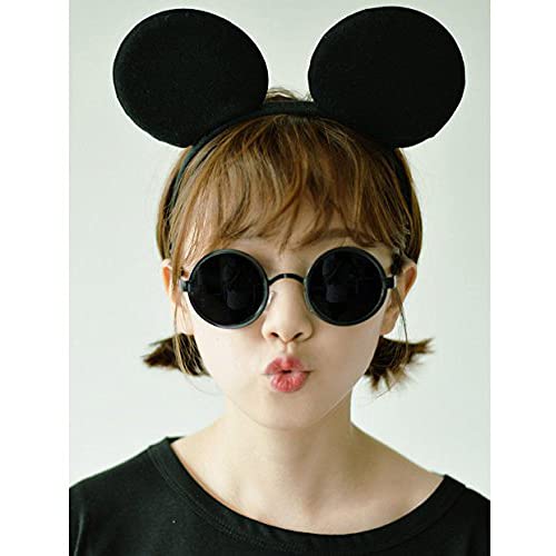 CHuangQi Mouse Ears Headband for Kids Set of 2 Solid Black