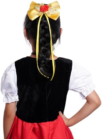 Princess Dress Up Accessories Yellow Hair Bow Rose Necklace