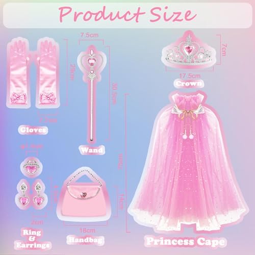 ADCARE Princess Cape Set for Girls appraisal Kids Halloween Party Dressing Up