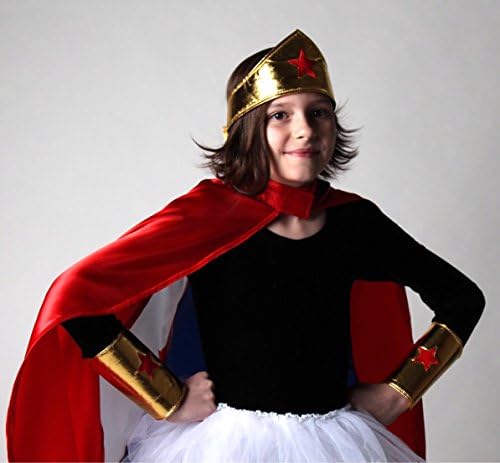 Girls Gold Wonder Crown Superhero Costume Set