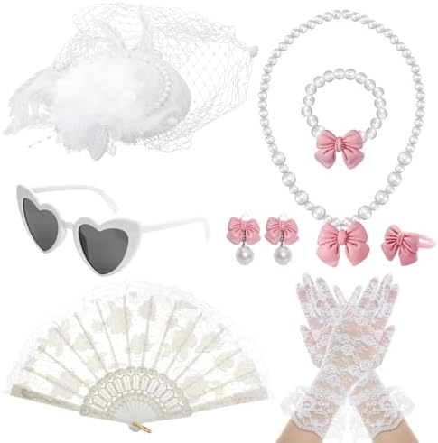Fumwase 8-Piece White Tea Party Accessories Set for Girls