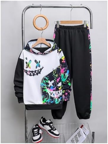WDIRARA Boys 2 Piece Tracksuit Set Sweatpants and Hoodie