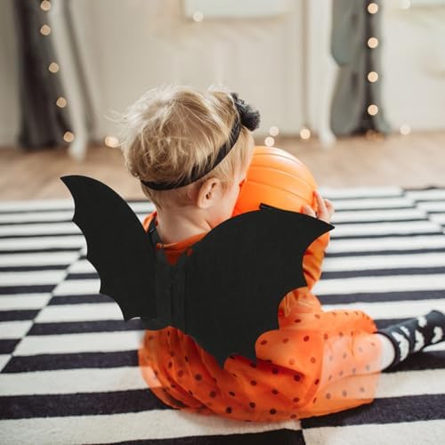 JiaDuo Halloween Bat Costume for Kids Black Wing and Bow Headband