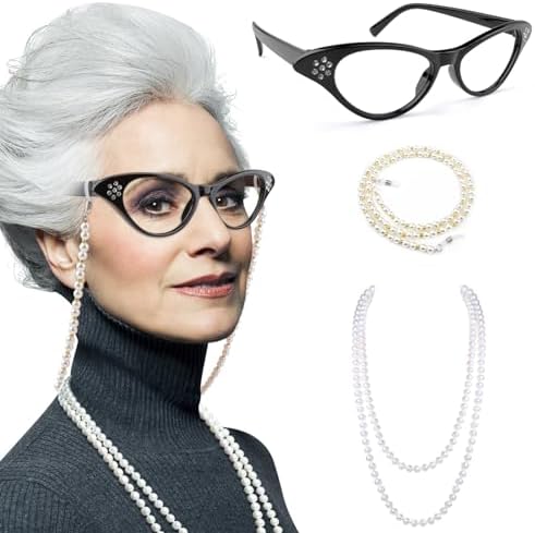 Kyerivs Granny Costume Accessories Set for Kids and Adults