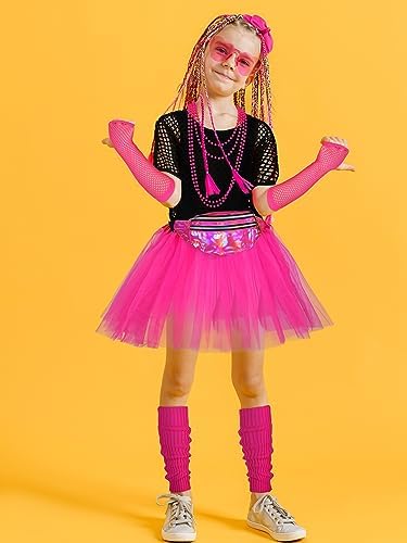 AOTHSO 14-Piece 80s Girls Halloween Costumes Set for Cosplay