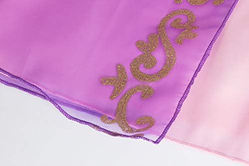 ReliBeauty Girls Dress Puff Sleeve Princess Costume 6-7 Purple with Accessories