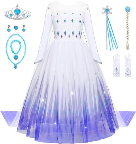 Aoiviss White Snow Queen Princess Dress for Girls