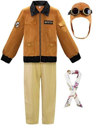 ReliBeauty Aviator Costume Kids Girls Historical Costume - Yellow