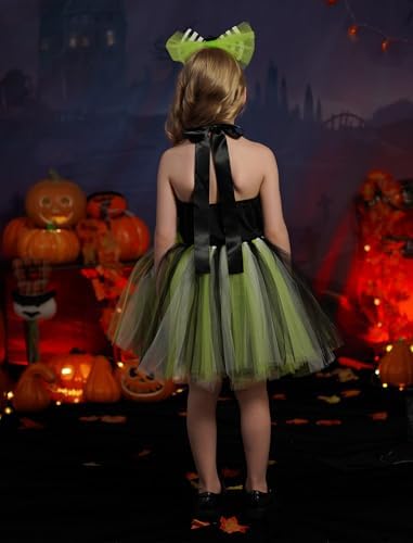 Fancy Halloween Costume Black and White Striped Tulu Dress for Girls