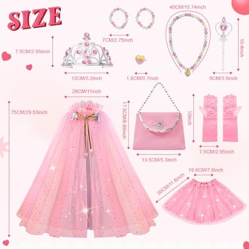 Meland Princess Dress Up Set for Little Girls Glitter Party wears