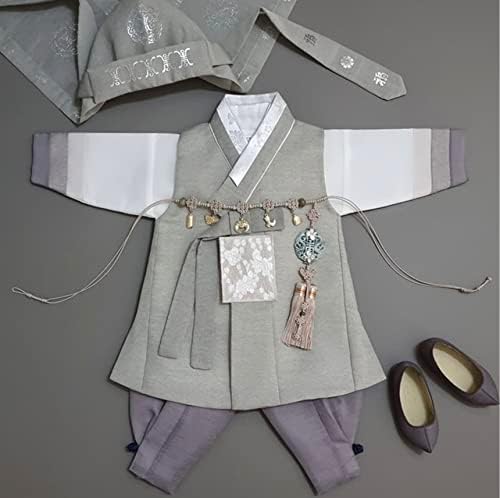 Festive Korean Striped Baby Boy Hanbok for Drops to 15