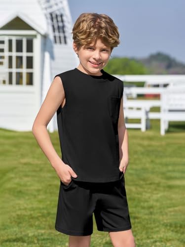 Haloumoning Boys 2-Piece Summer Outfits for 4-14 Years