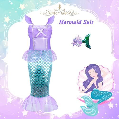 Princess Mermaid Play Costumes 16-Piece Set for Kids