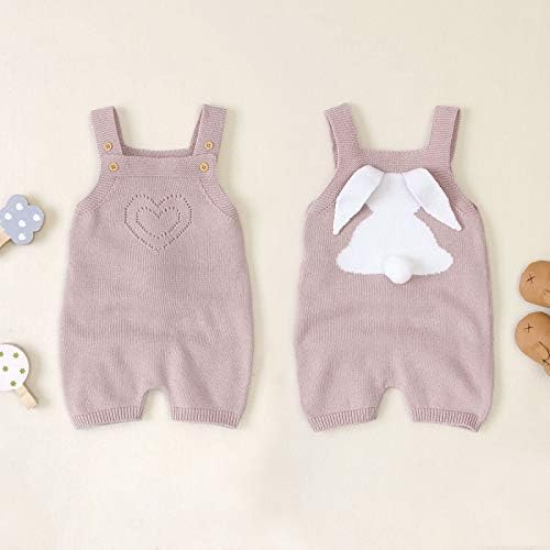 Cute Easter Costume for Toddler Girls Pink Knitted Blouse Jumpsuit