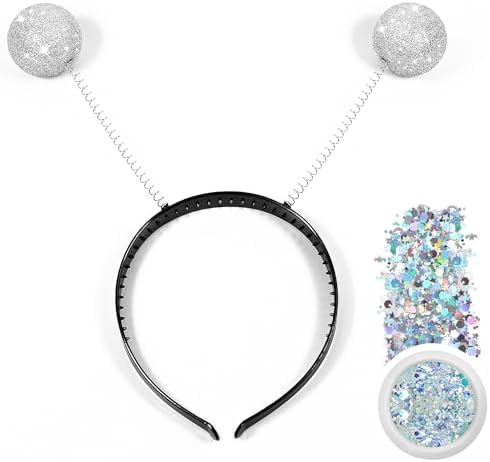 Alien Headband with Glitter - Silver Sparkly