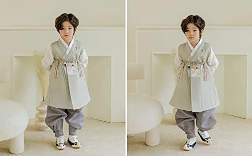 Festive Korean Striped Baby Boy Hanbok for Drops to 15