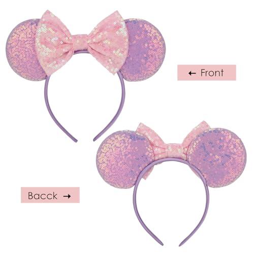 4-Piece Mouse Ear Headband Set - Sequin Design for Kids Adults