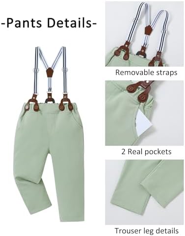 SANMIO Boys Formal Suit with Bowtie and Suspenders 5-10 Years