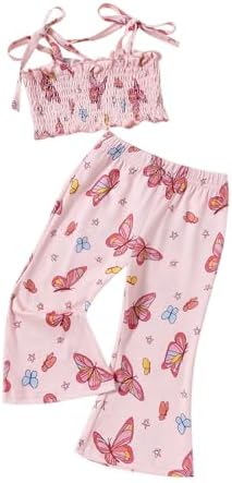 Girls Summer Butterfly Printed Vest Tank Top Set