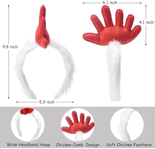 Stylish 5-Piece Rooster Headband Tail Set