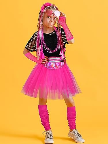 AOTHSO 14-Piece 80s Girls Halloween Costumes Set for Cosplay
