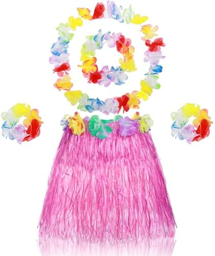 5-Piece Hawaiian Hula Grass Skirt Set for Kids