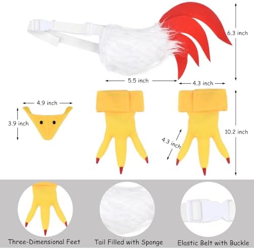 Stylish 5-Piece Rooster Headband Tail Set