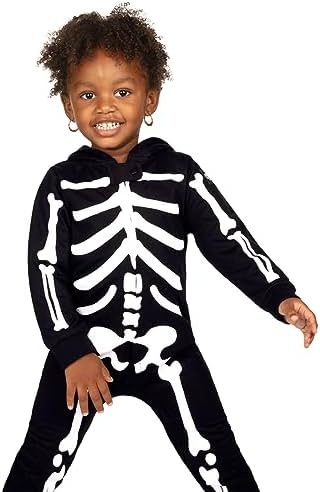 Tipsy Elves Skeleton Halloween Costume Jumpsuit for Babies Toddlers Spooky Fun Unisex