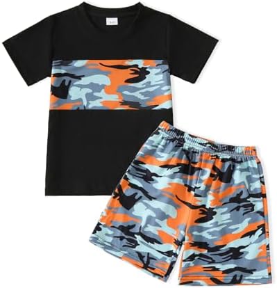 WMHNEI Boys Summer Shorts Set with Coconut Tree Print