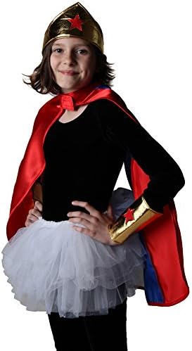 Girls Gold Wonder Crown Superhero Costume Set