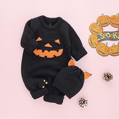 My First Halloween Outfit Baby Boy Girl Knit Jumpsuit with Hat