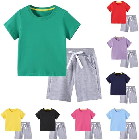 Toddler Girls Summer Tracksuit Set with Short Sleeve T-Shirt
